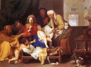 夏爾 勒 佈倫 Holy Family with the Adoration of the Child